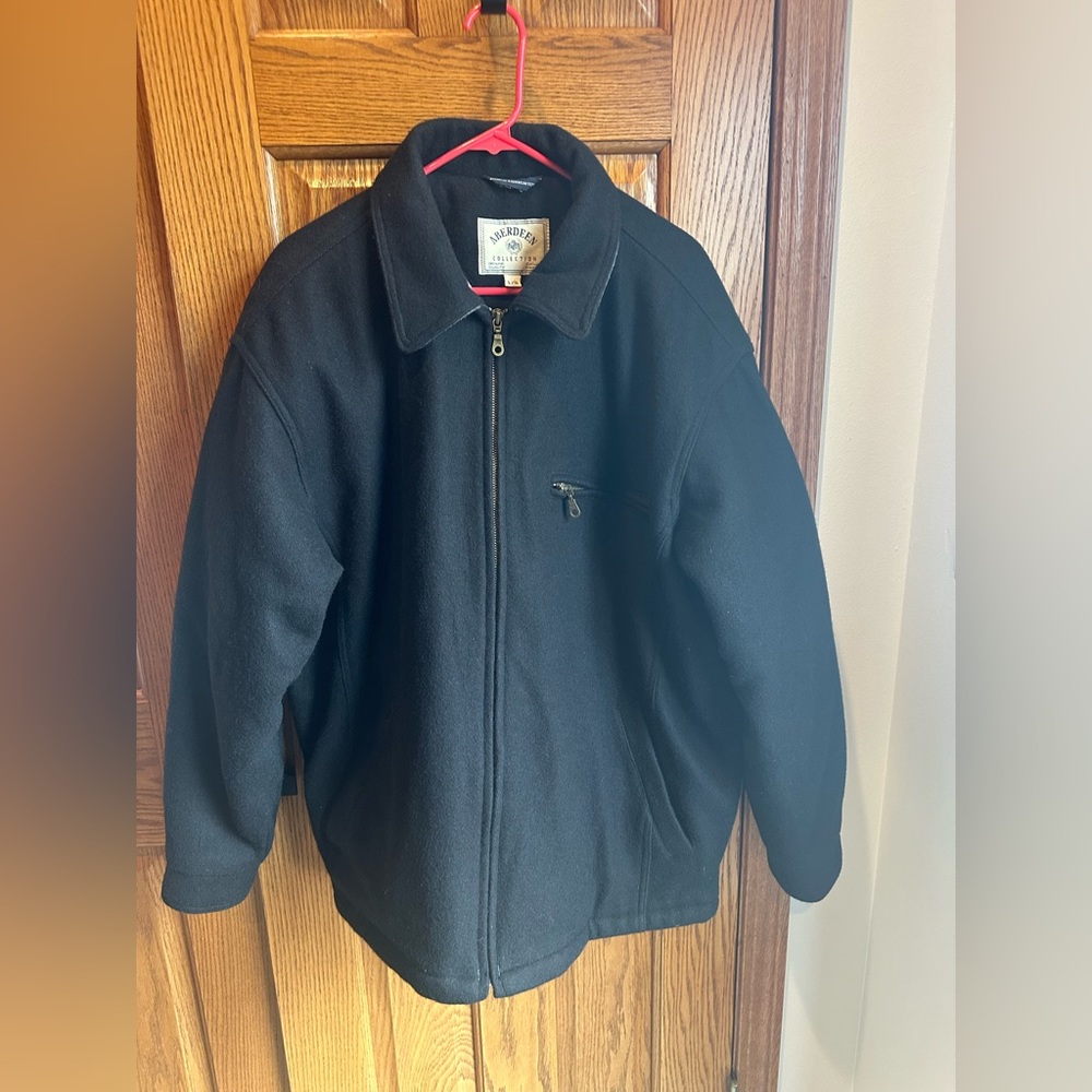 Aberdeen Collection Men’s Wool Jacket Black Dress Coat Size Large